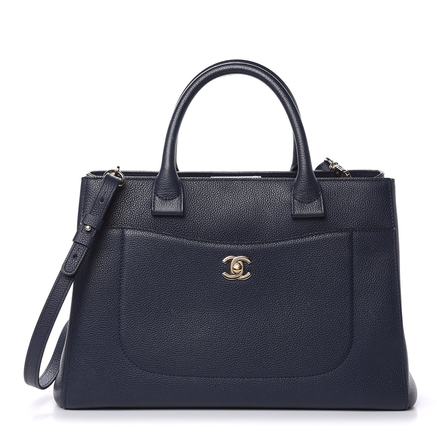 Chanel Grained Calfskin Small Neo Executive Shopper Tote Navy 1 of 12