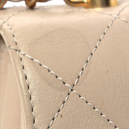 Chanel Calfskin Quilted Metal Small Top Handle Envelope Flap Beige 13 of 16