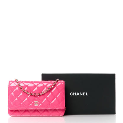 Chanel Patent Calfskin Quilted Wallet On Chain WOC Neon Pink 12 of 12