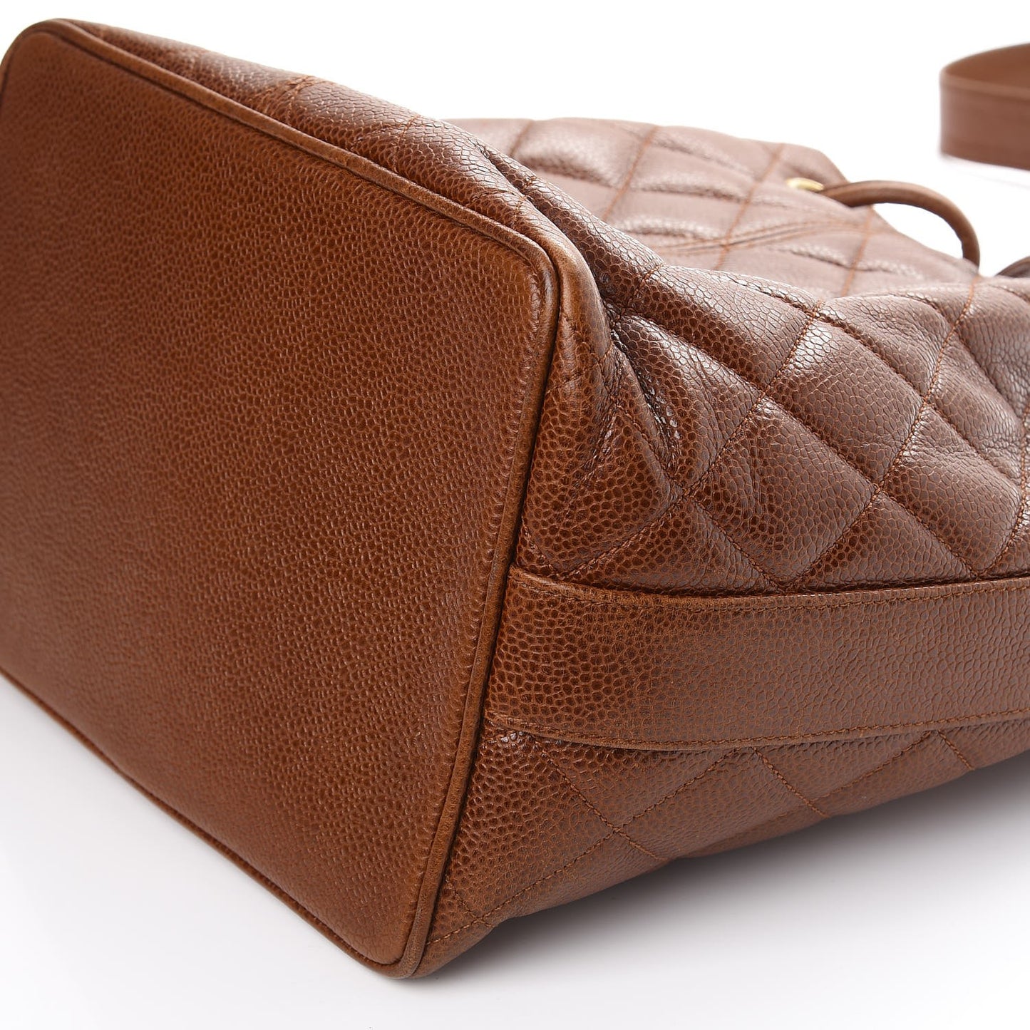 Caviar Quilted Drawstring Shoulder Bag Brown
