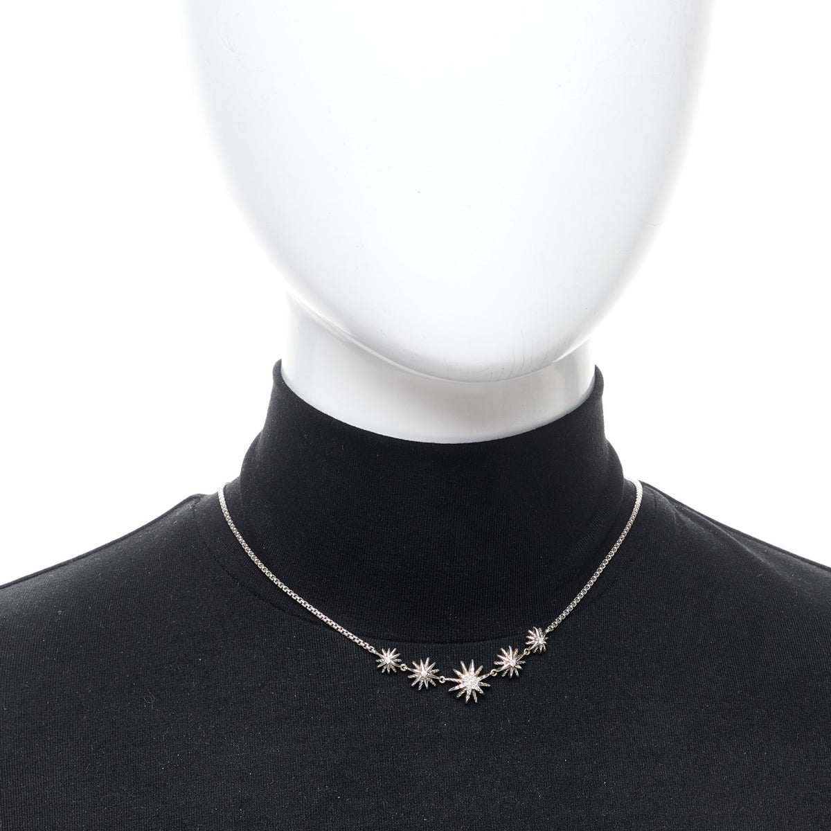 David Yurman Sterling Silver Diamond Starburst 5 Station Necklace 2 of 5