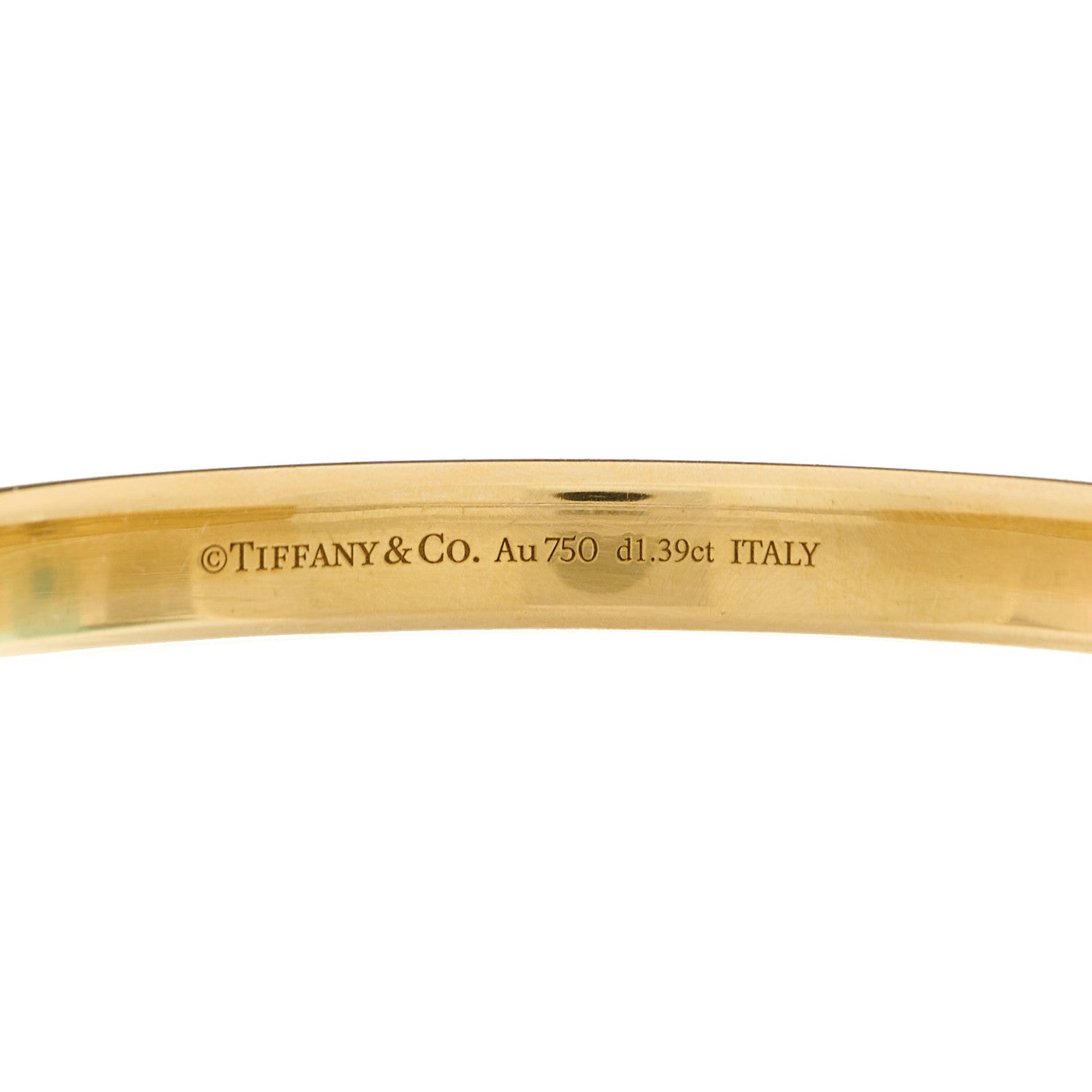 Tiffany 18K Yellow White Gold Diamond Tiffany Lock Half Pave Bangle Bracelet 3 of 6