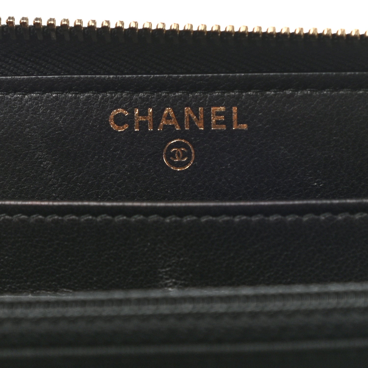 Chanel Calfskin Chevron Quilted Zip Around Wallet Black 6 of 10