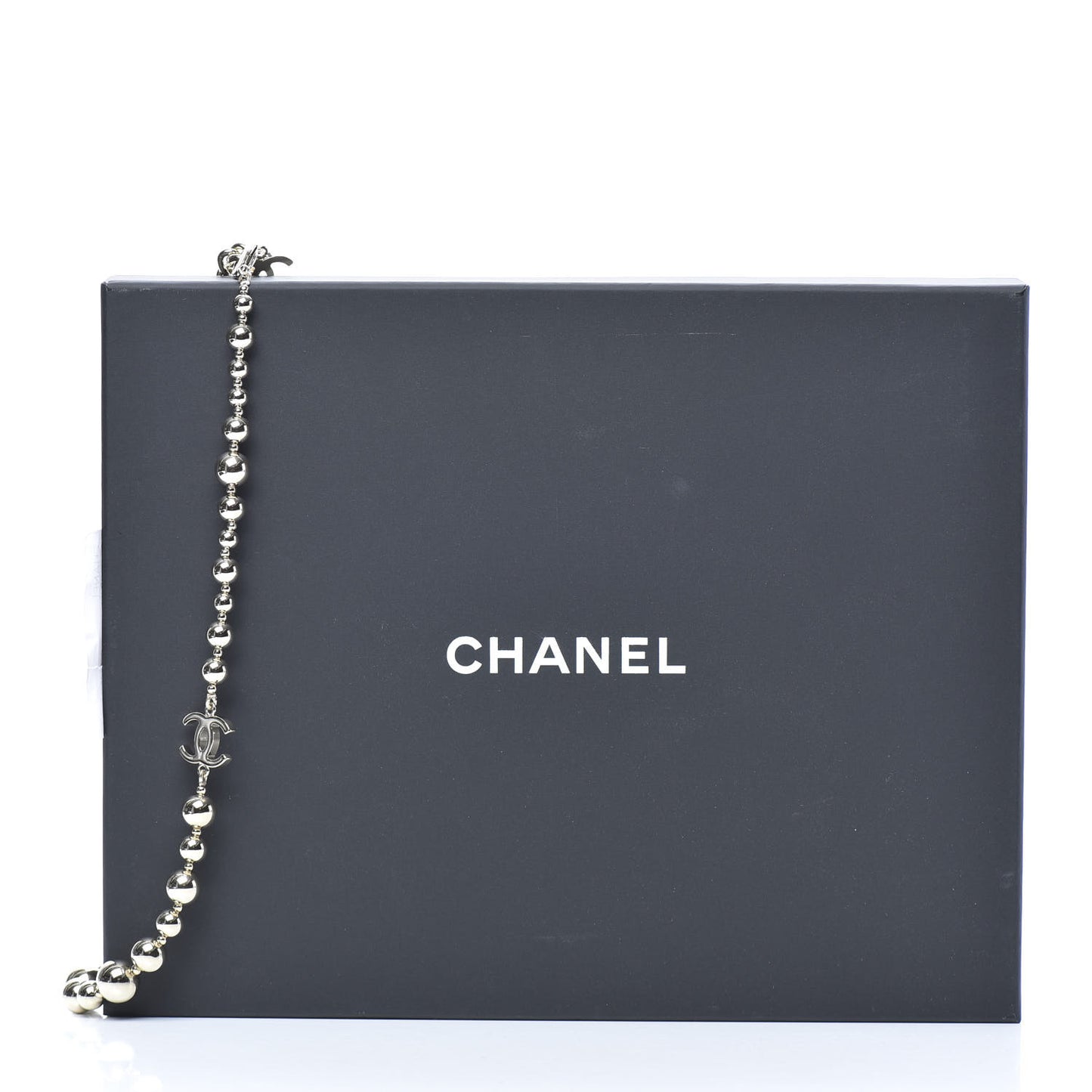 Metal Bead CC Necklace Silver