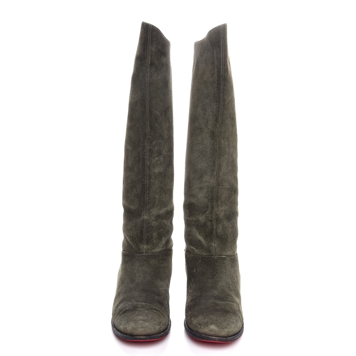 Suede Cate Chain Flat Tall Boots 40 Green