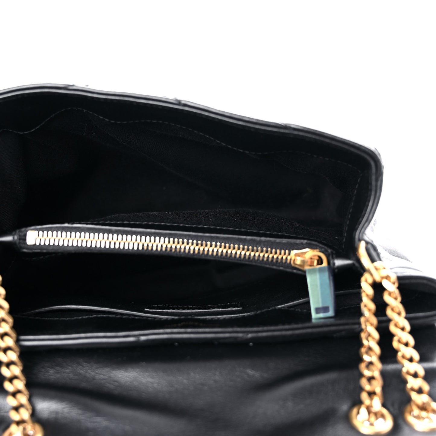 Calfskin Y Quilted Monogram Small Loulou Chain Satchel Black
