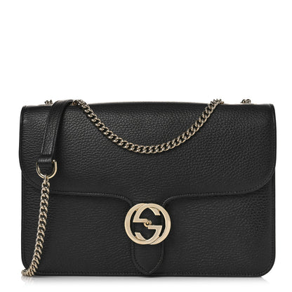 Gucci Dollar Calfskin Interlocking G Shoulder Bag Black 1 of 9