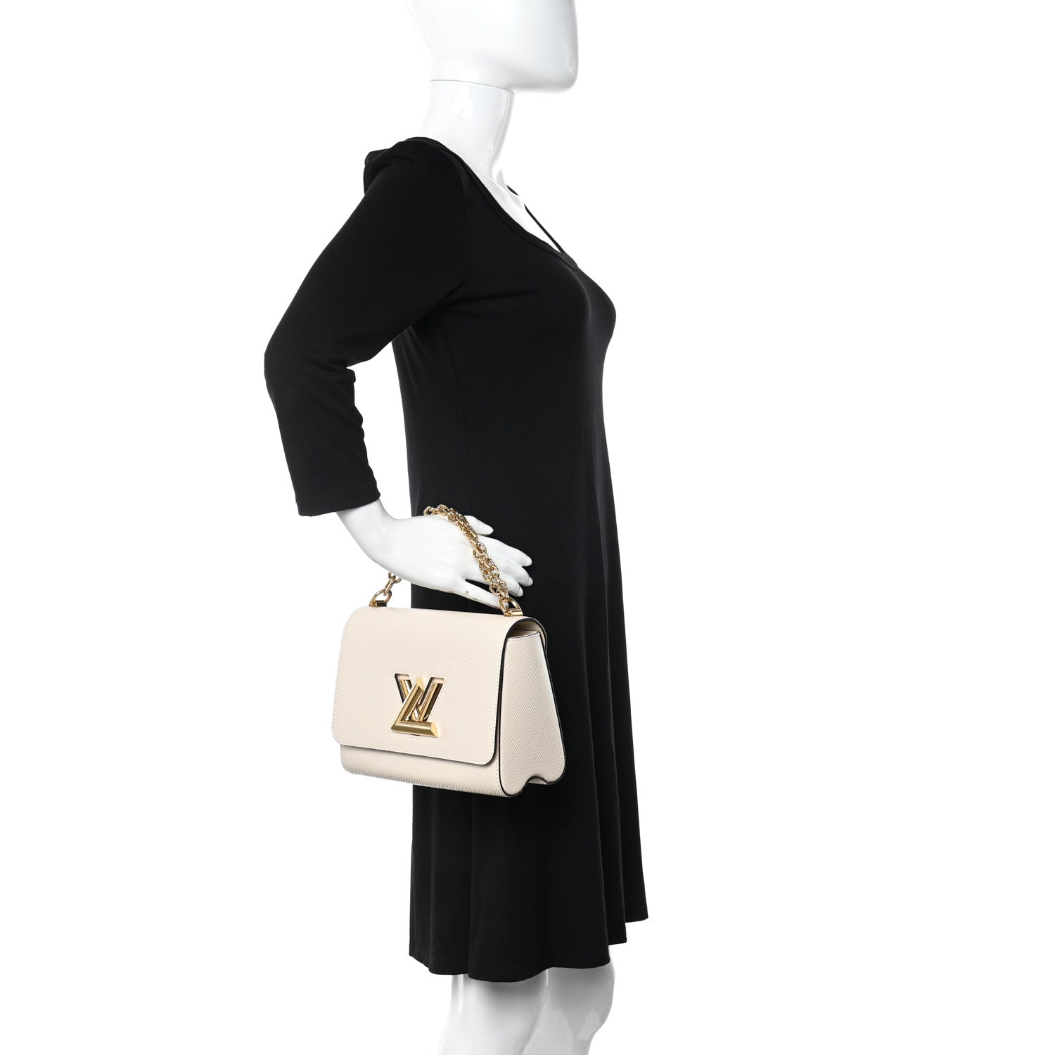Louis Vuitton Epi Twist Monogram Flower Chain Shoulder Bag MM Quartz White 2 of 10