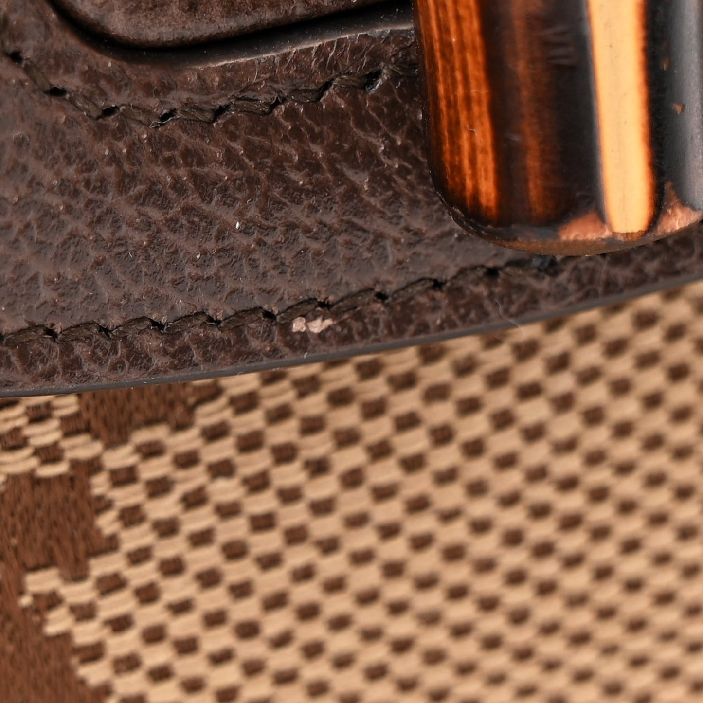 Monogram Jumbo GG Textured Dollar Calfskin Web Mini Bamboo 1947 Top Handle Bag Camel Ebony New Acero