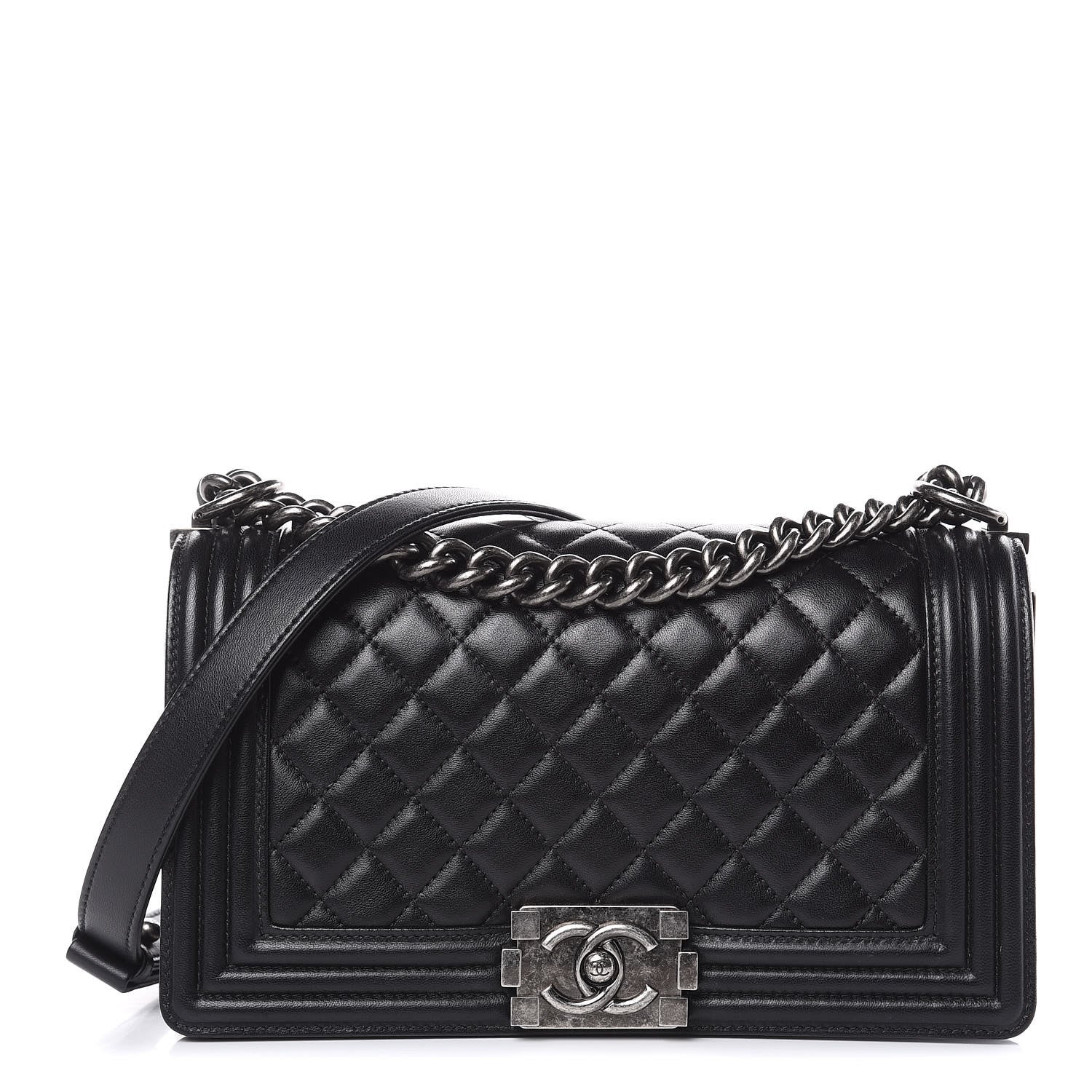 Chanel Lambskin Quilted Medium Boy Flap Black 1 of 12