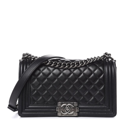 Chanel Lambskin Quilted Medium Boy Flap Black 1 of 12