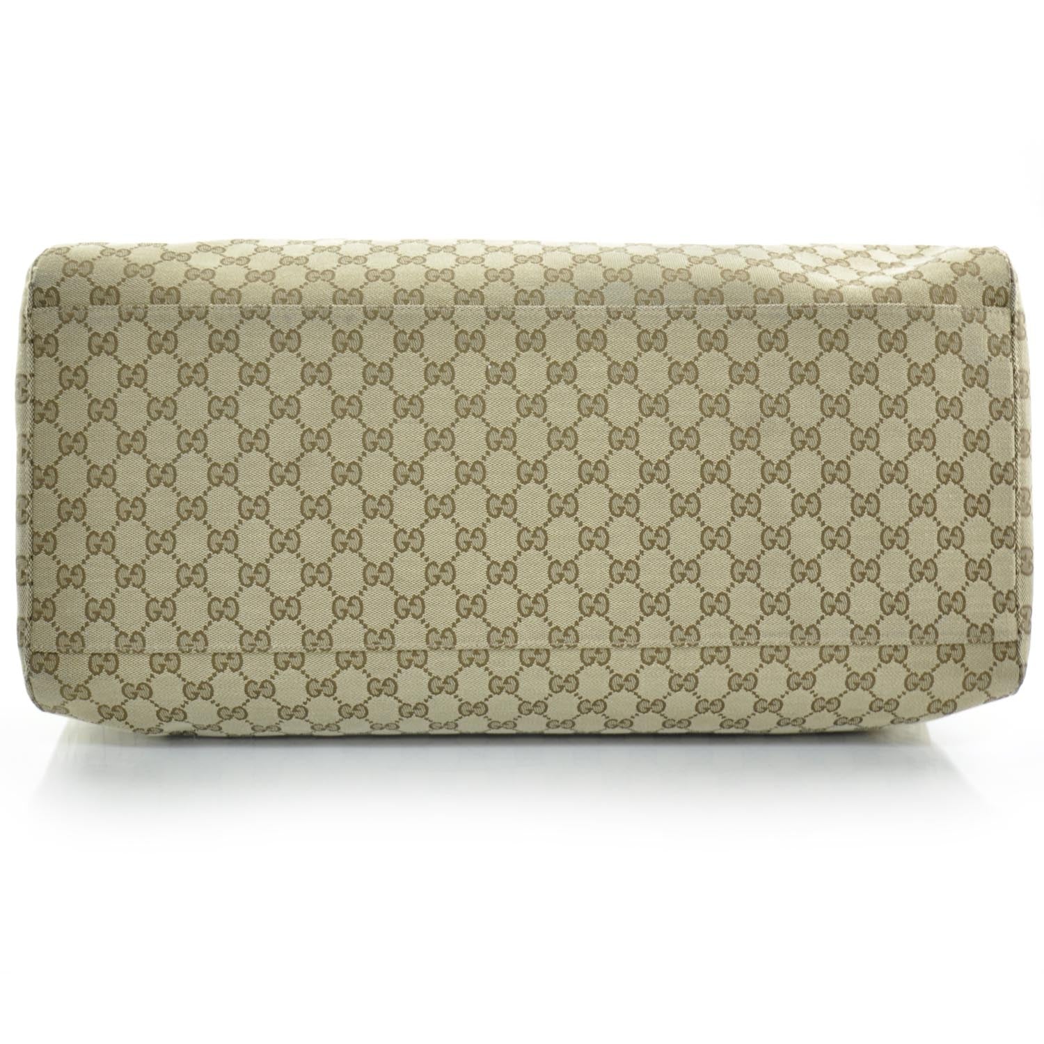 Gucci GG Monogram Web Large Collapsible Carry On Duffle Beige Brown 5 of 10