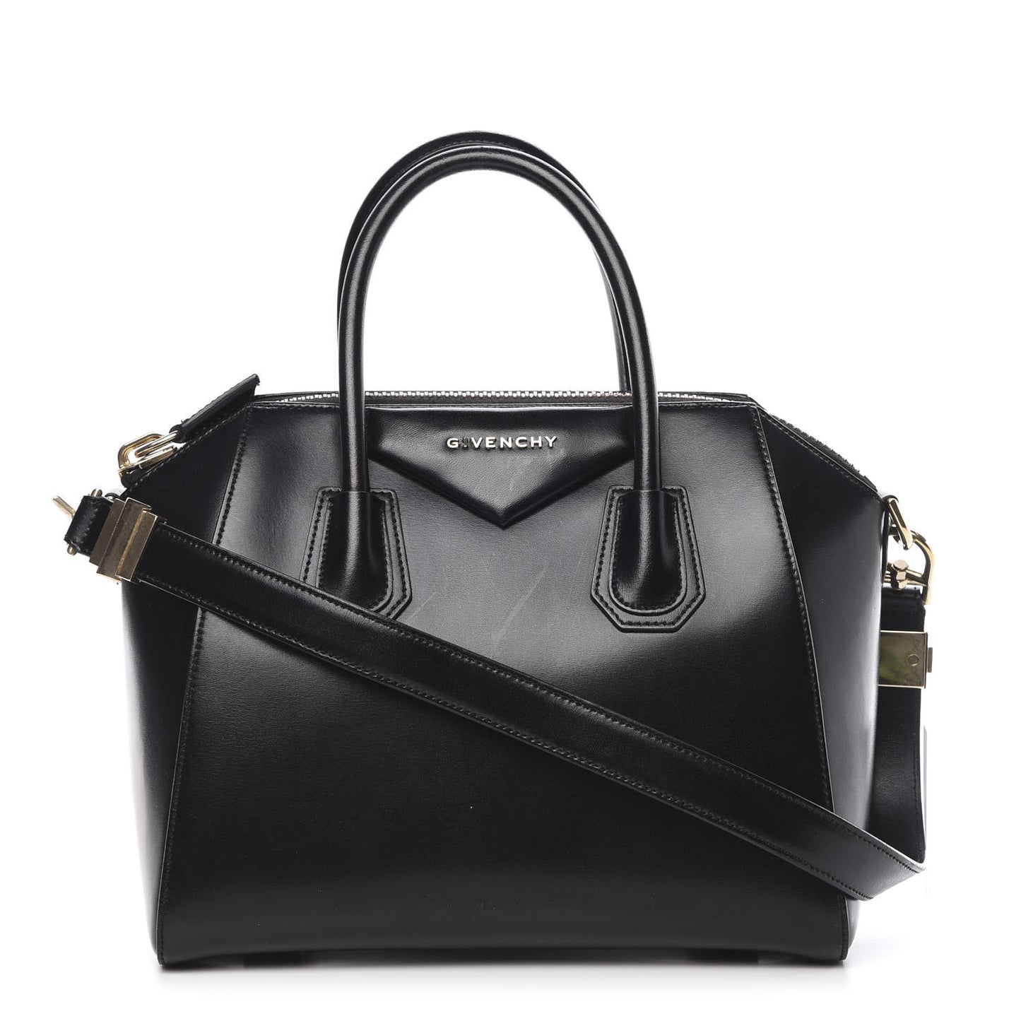 Shiny Lord Calfskin Small Antigona Black