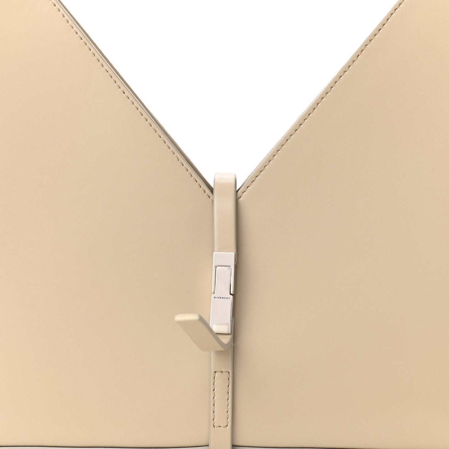 Box Calfskin Small Cut Out Shoulder Bag Beige