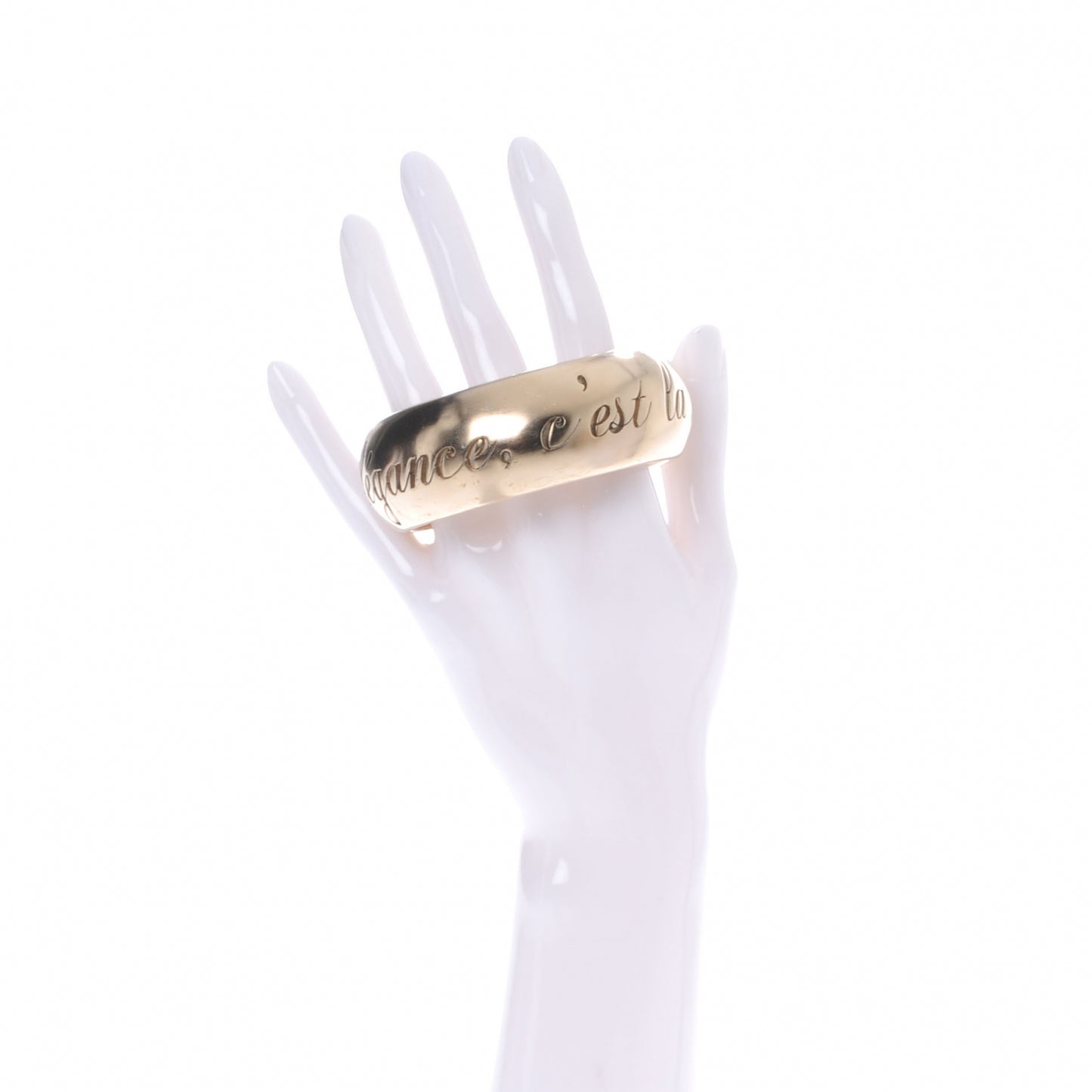 Wide Metal L'Elegance French Quote Bangle Gold