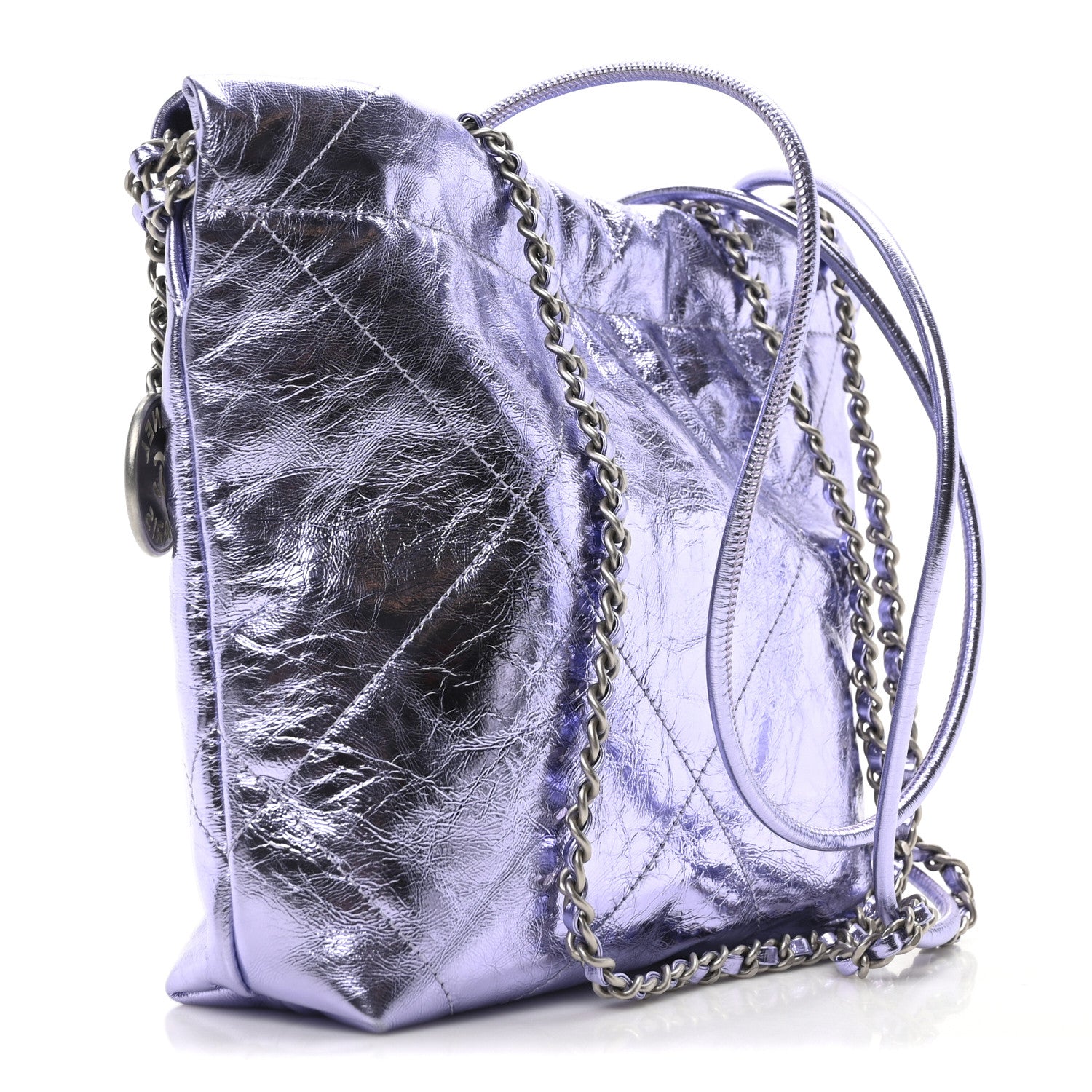 Chanel Metallic Calfskin Quilted Mini Chanel 22 Lilac 3 of 11