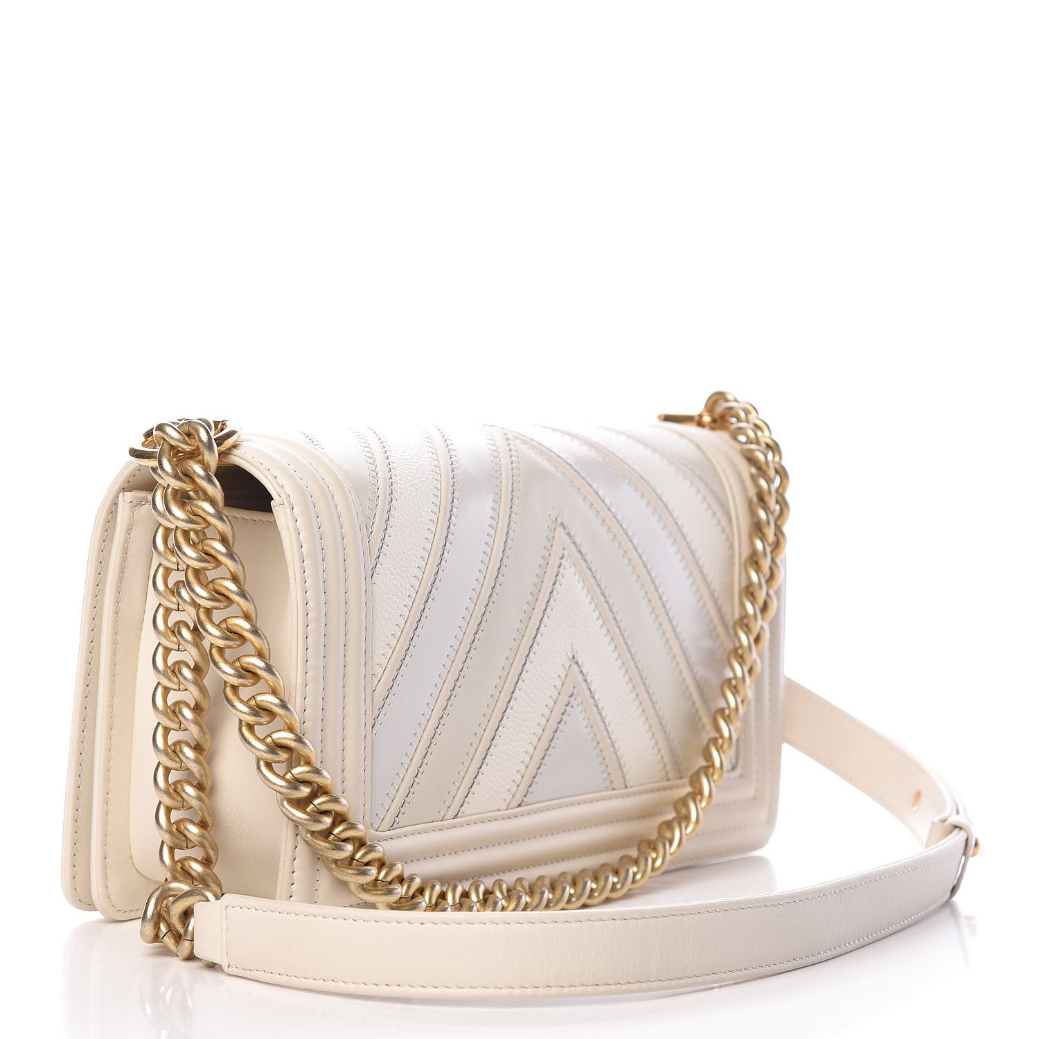 Chanel Caviar Suede Calfskin Chevron Medium Boy Flap White 3 of 13