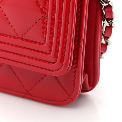 Chanel Patent Quilted Boy Wallet On Chain WOC Dark Pink 14 of 15