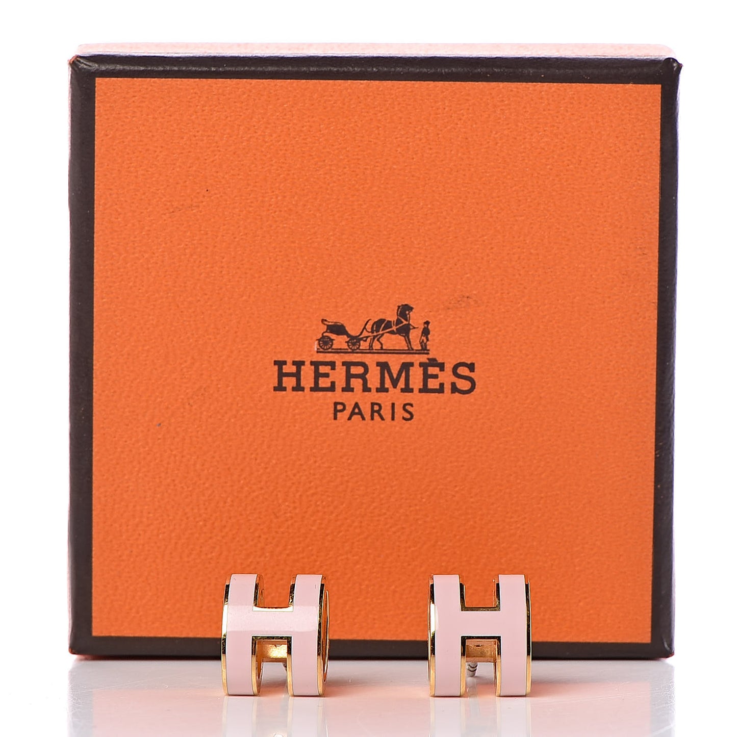 Gold Lacquered Pop H Earrings Rose Dragee