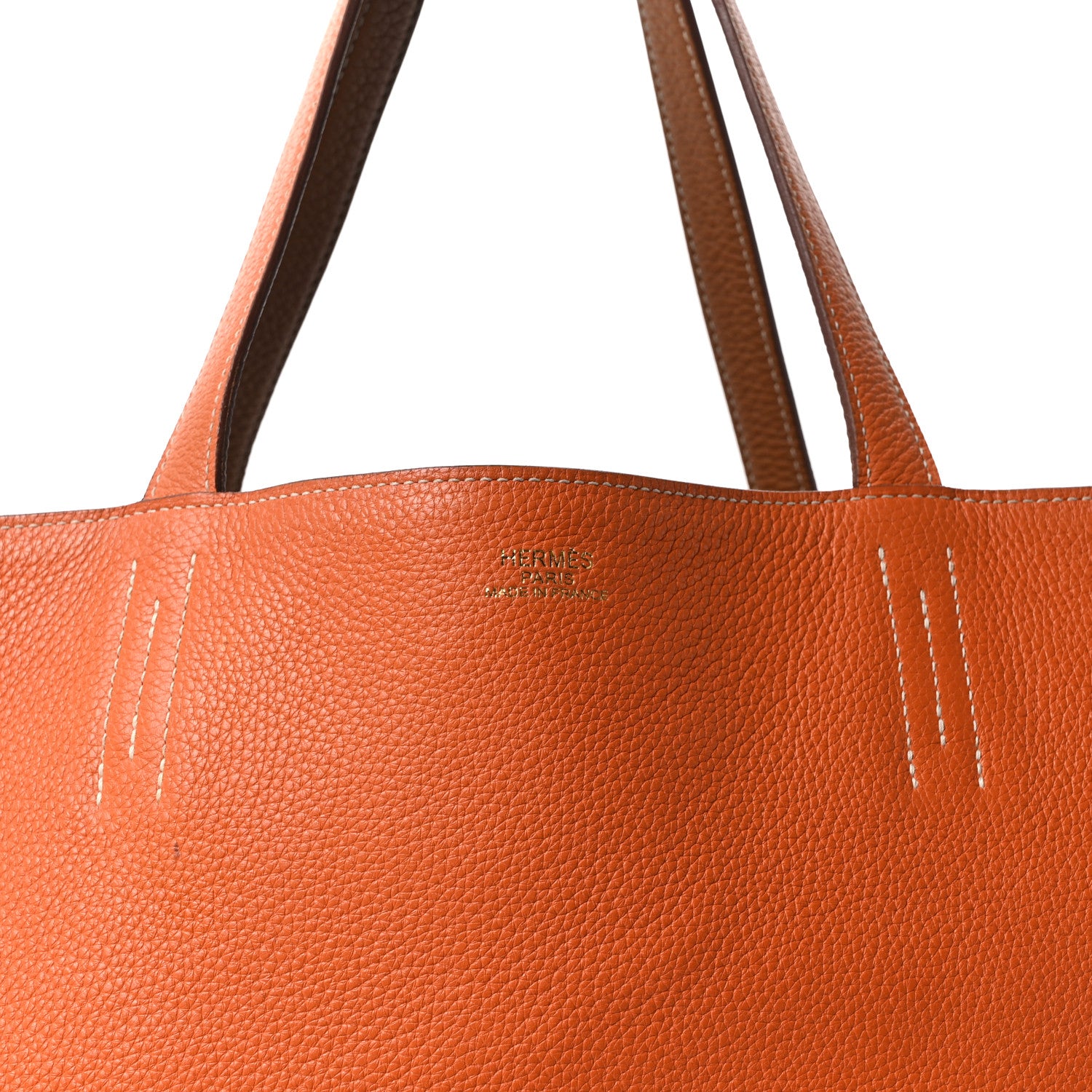 Hermes Taurillon Clemence Double Sens Reversible Tote Orange Gold 13 of 15