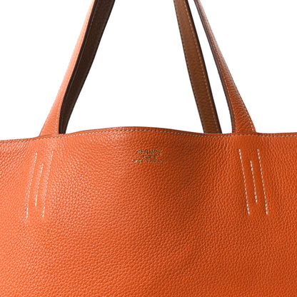 Hermes Taurillon Clemence Double Sens Reversible Tote Orange Gold 13 of 15