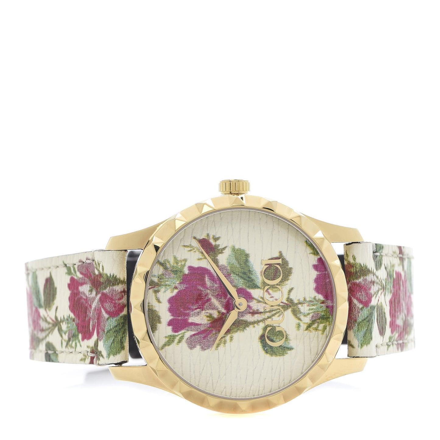 Stainless Steel Calfskin 38mm G-Timeless Floral Quartz Watch Ivory