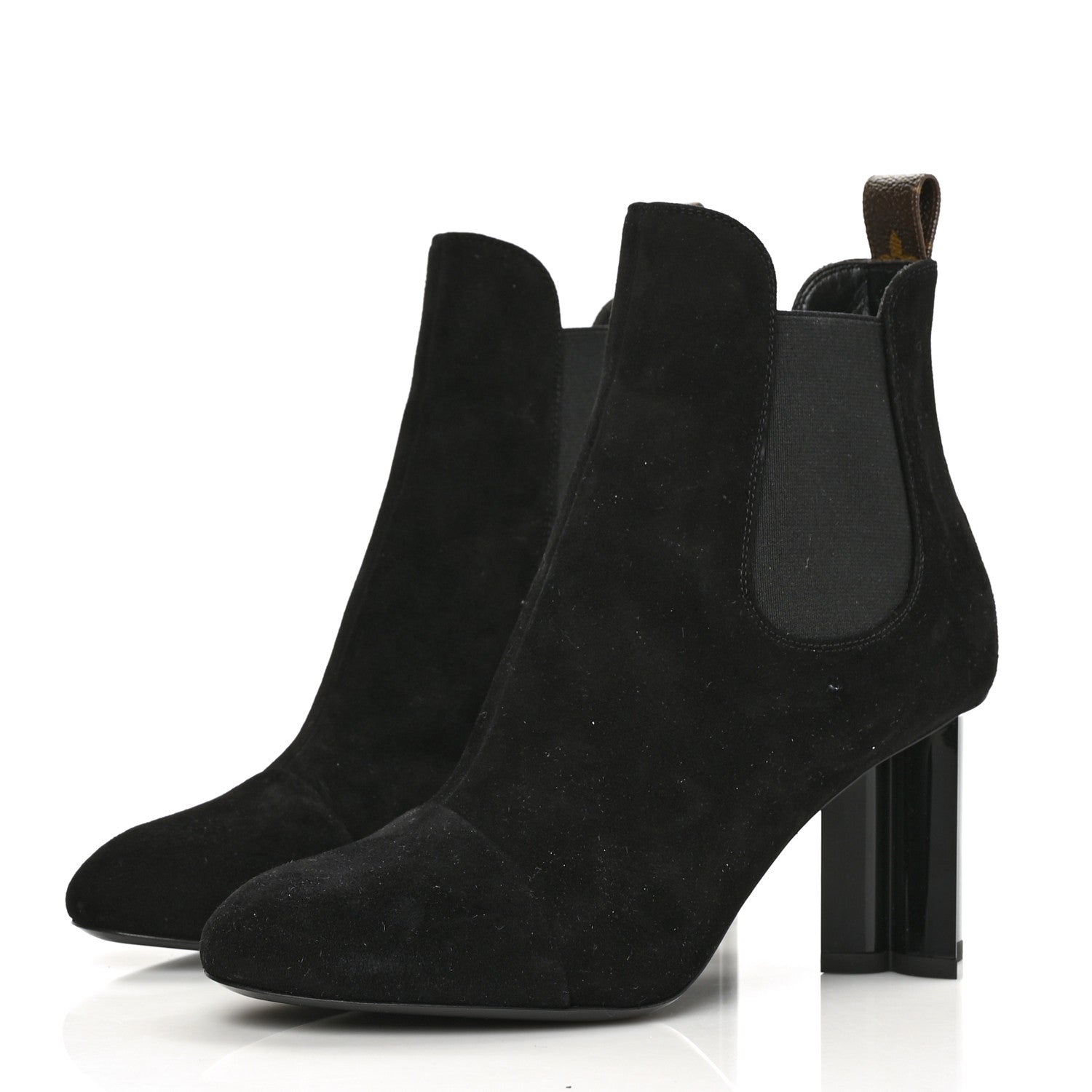 Louis Vuitton Suede Monogram Uniformes Cap Toe Chelsea 80mm Ankle Boots 36.5 Black 3 of 7