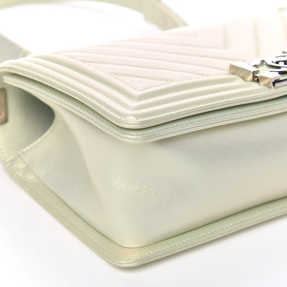 Chanel Iridescent Lambskin Chevron Quilted Medium Boy Flap Green 8 of 11