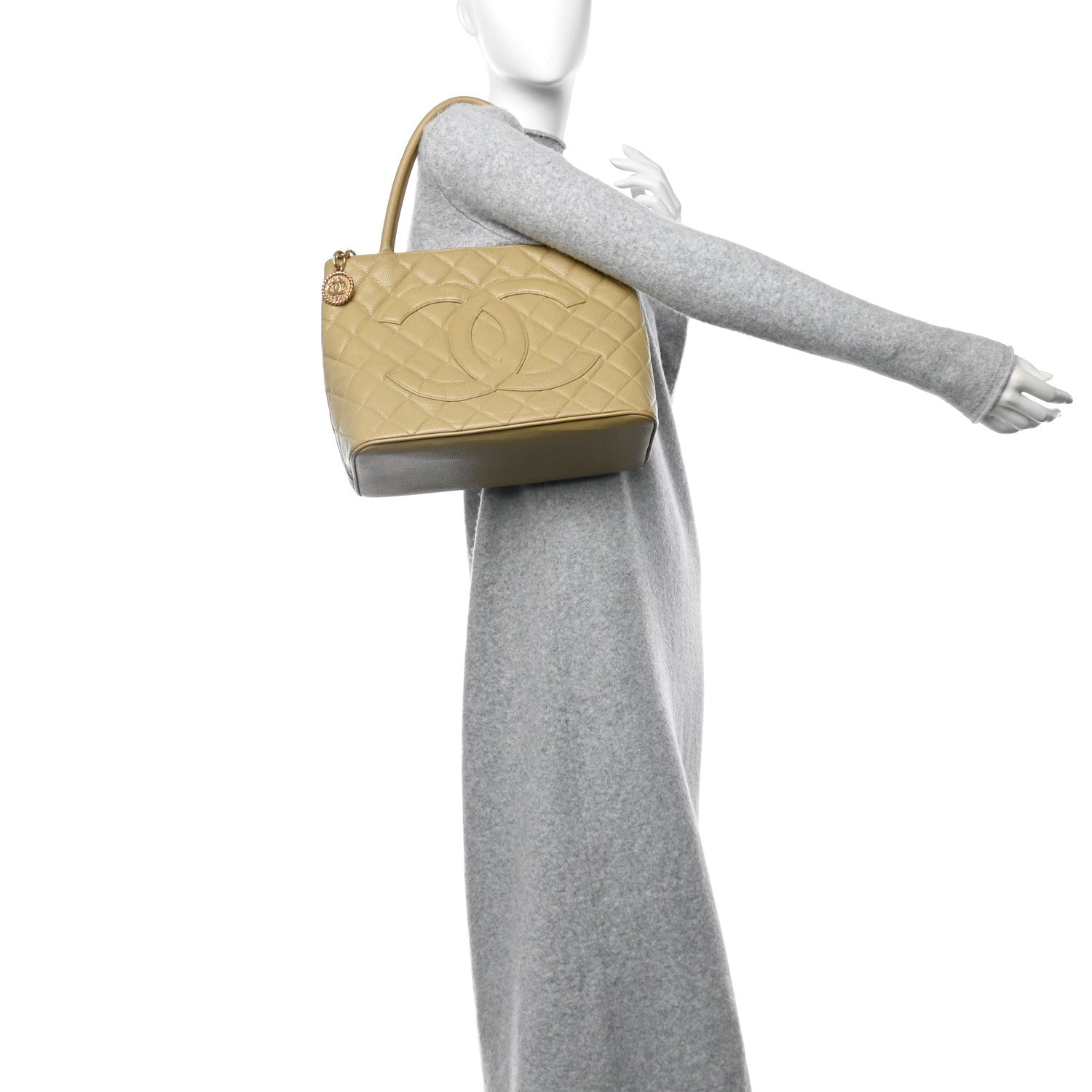 Chanel Caviar Quilted Medallion Tote Beige 2 of 13