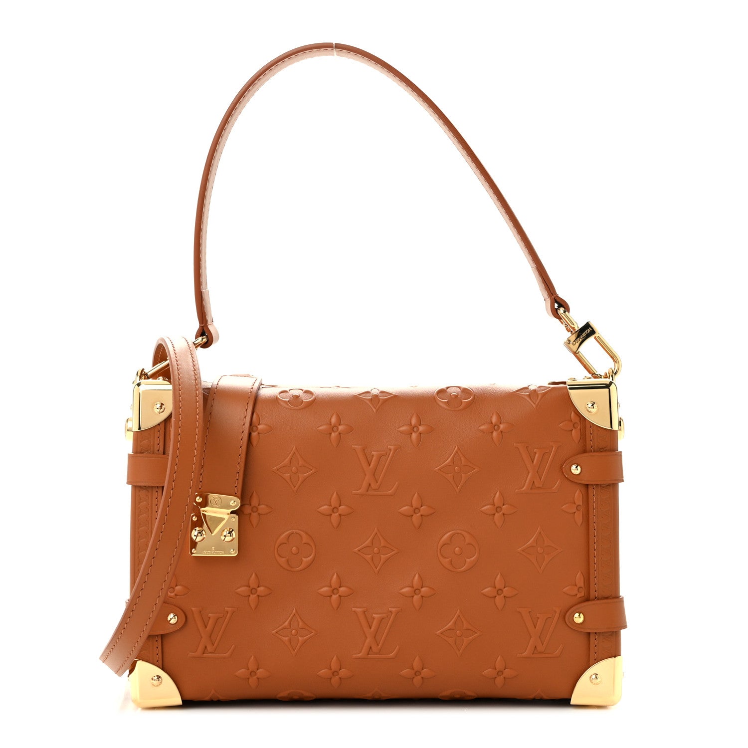 Louis Vuitton Calfskin Debossed Monogram Side Trunk Tan 1 of 10