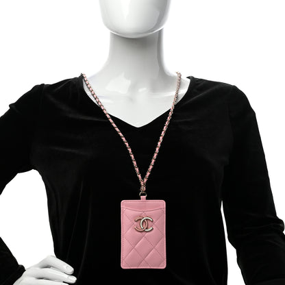 Chanel Lambskin Quilted Chanel Card Holder On Chain Pink 2 of 8