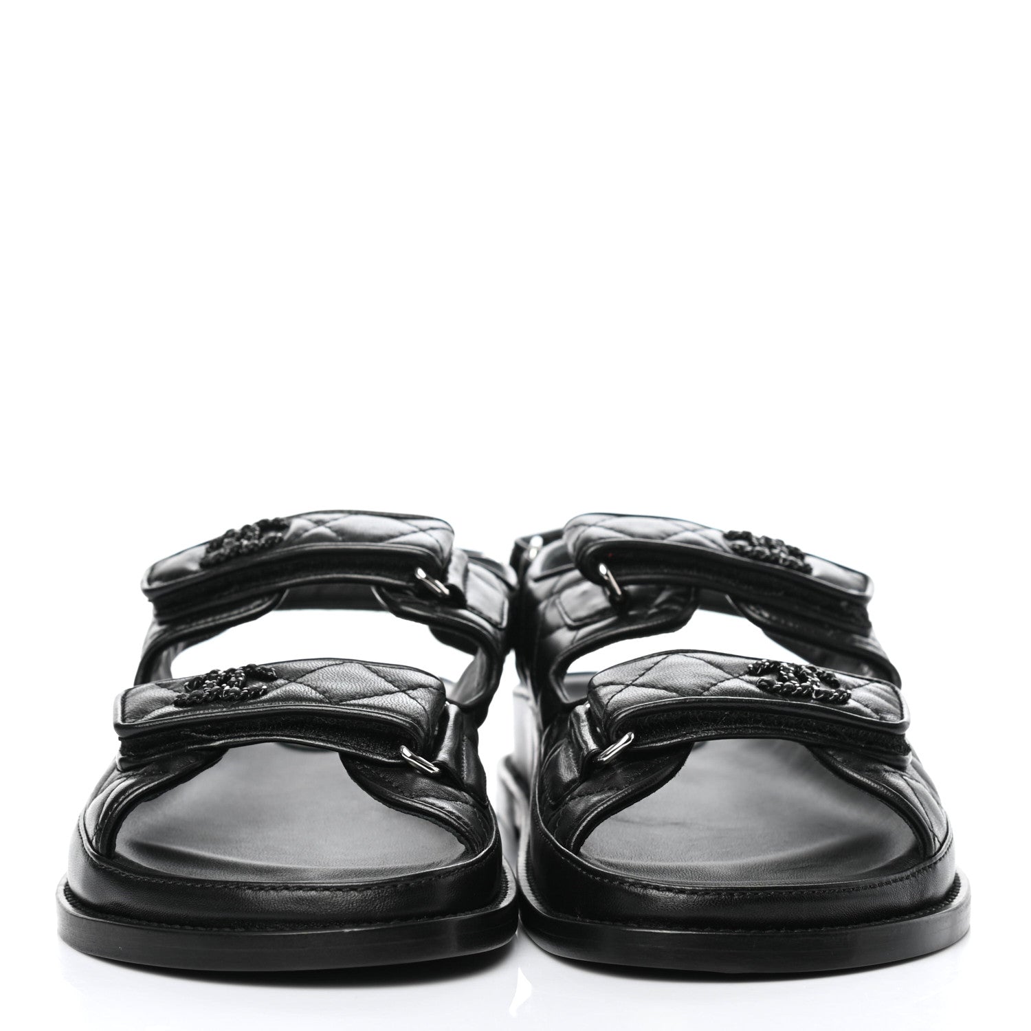 Chanel Lambskin Velcro Dad Sandals 38.5 Black 2 of 9