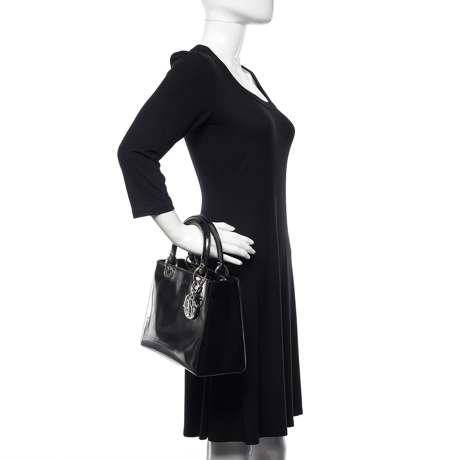 Christian Dior Patent Medium Lady Dior Black 2 of 12