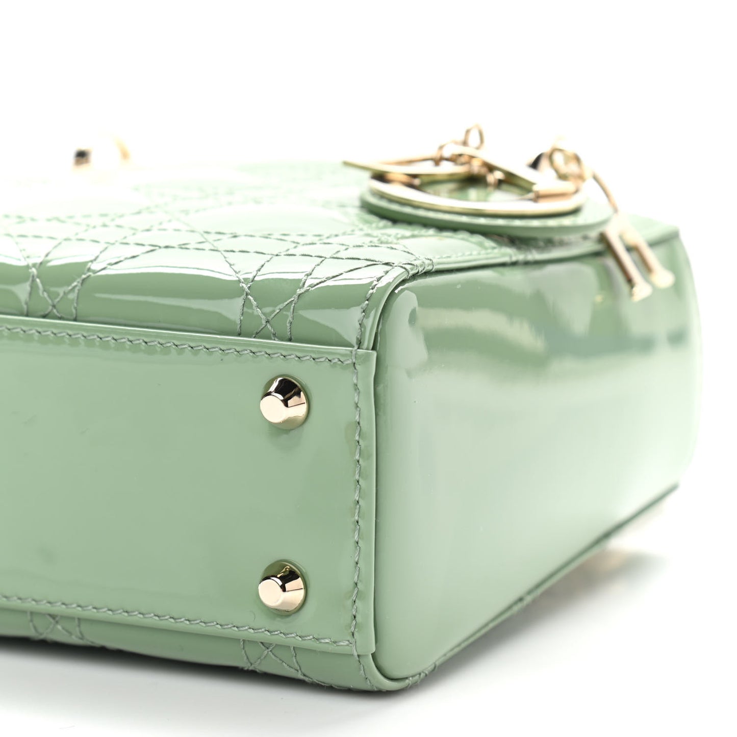 Patent Cannage Mini Lady Dior Mint Green