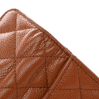 Chanel Caviar Quilted Flap Card Holder Wallet Light Brown 9 of 10