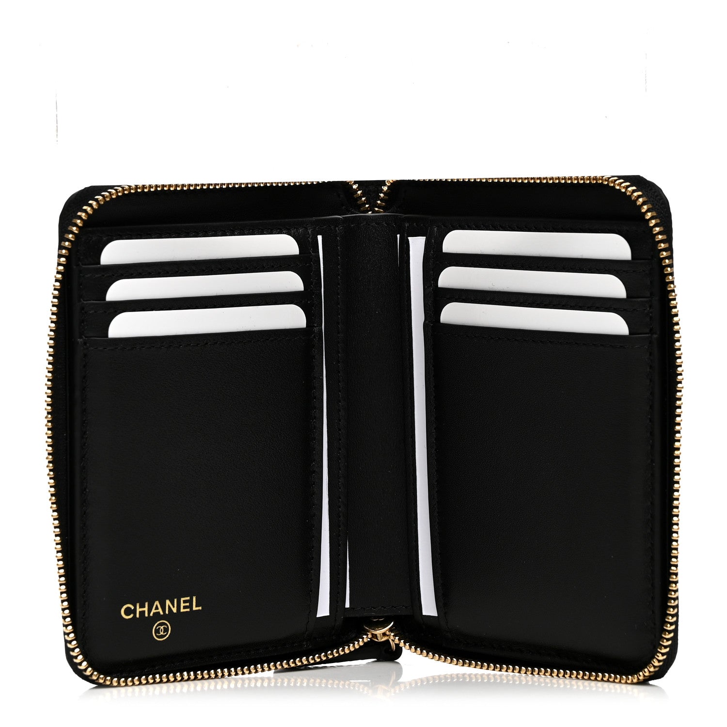 Chanel Lizard Embossed Compact Wallet Black 5 of 8
