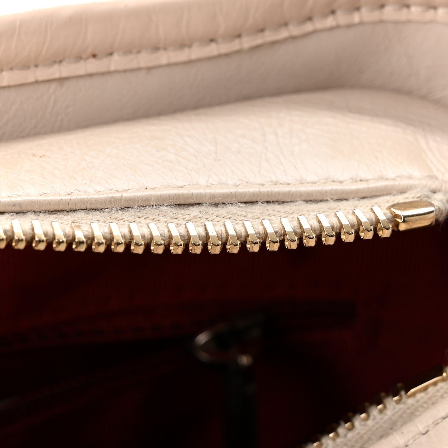 Aged Calfskin Chevron Quilted Small Gabrielle Hobo Beige