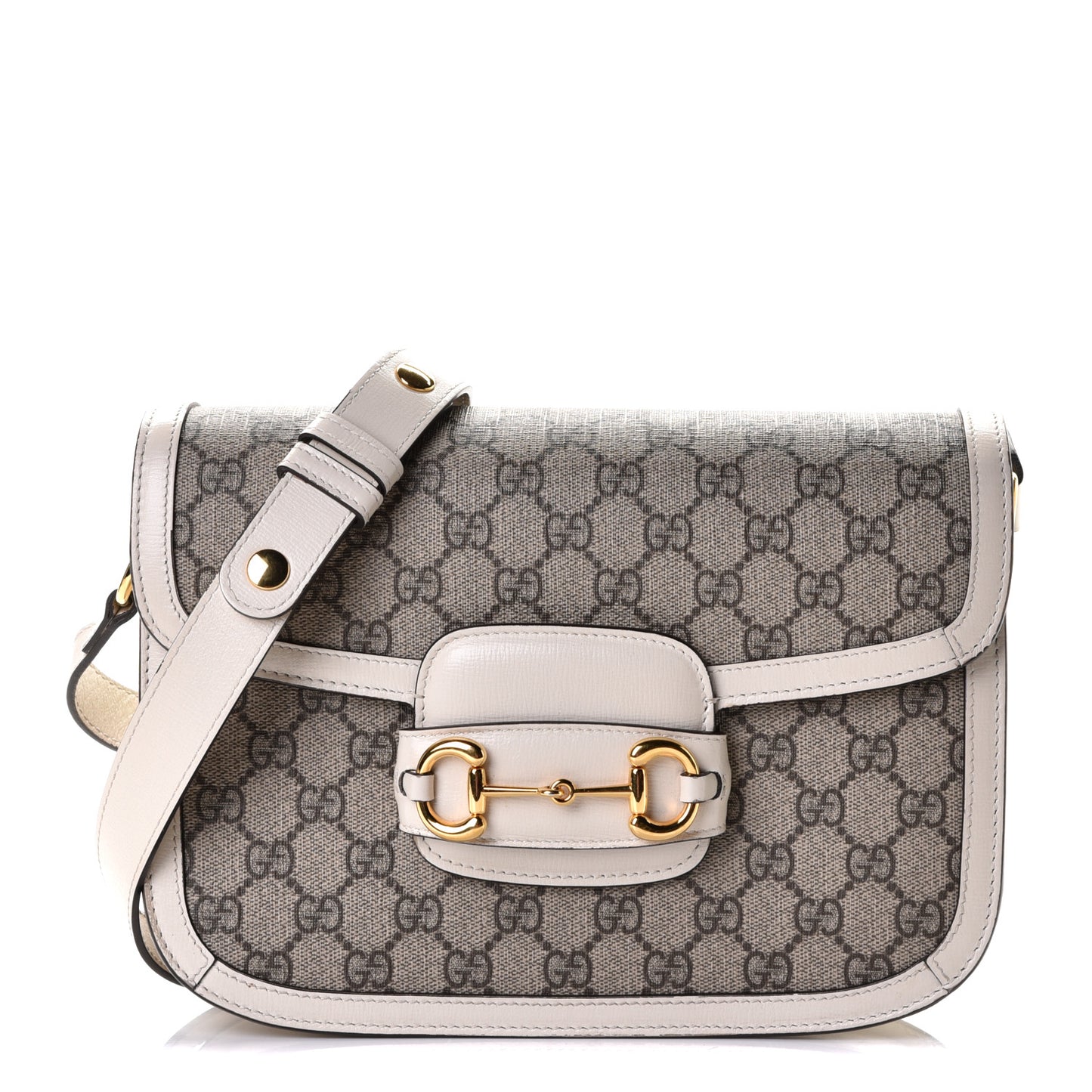 GG Supreme Monogram Horsebit 1955 Shoulder Bag Beige Mystic White