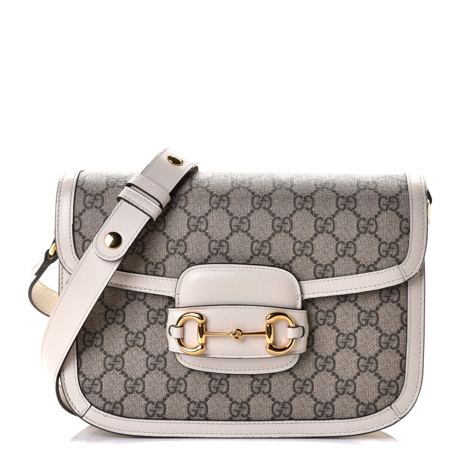 Gucci GG Supreme Monogram Horsebit 1955 Shoulder Bag Beige Mystic White 1 of 4