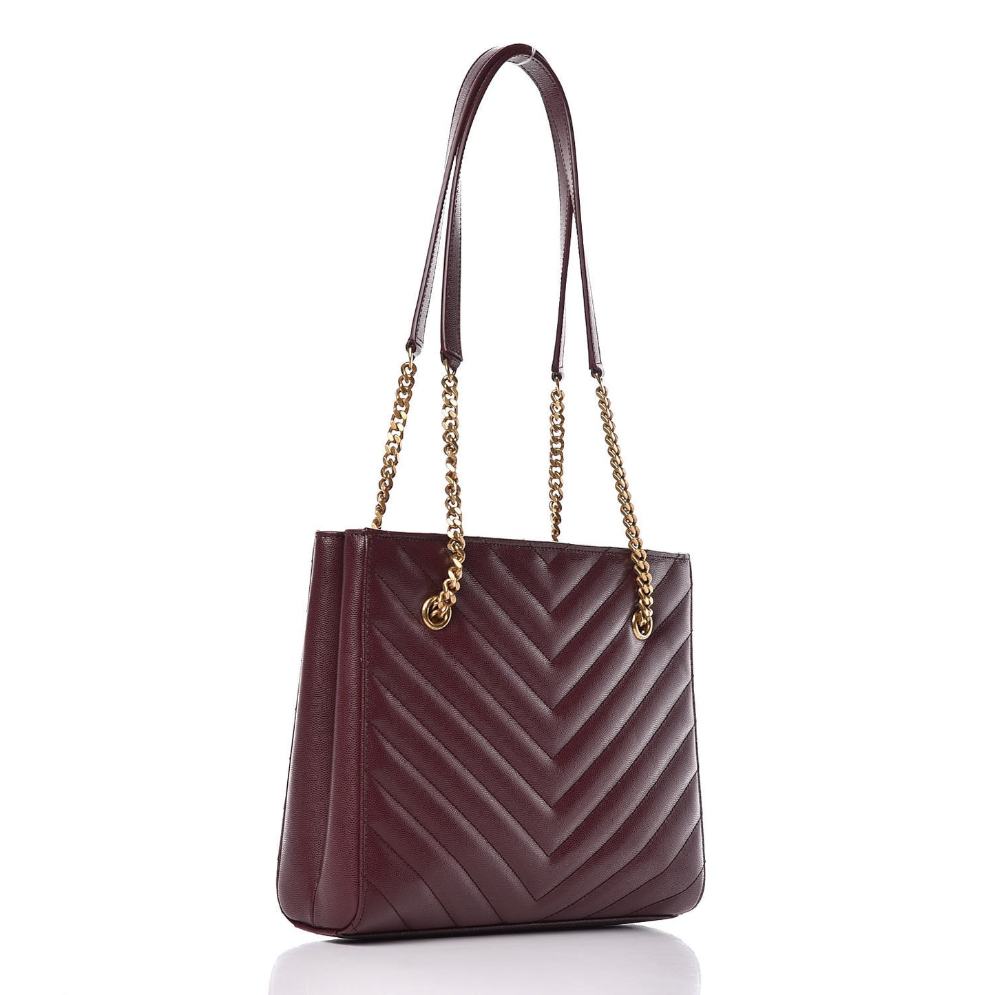 Grain de Poudre Matelasse Chevron Small Tribeca Shopping Bag Garnet