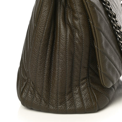 Chanel Calfskin Chevron Quilted XXL Travel Flap Bag Khaki 12 of 14