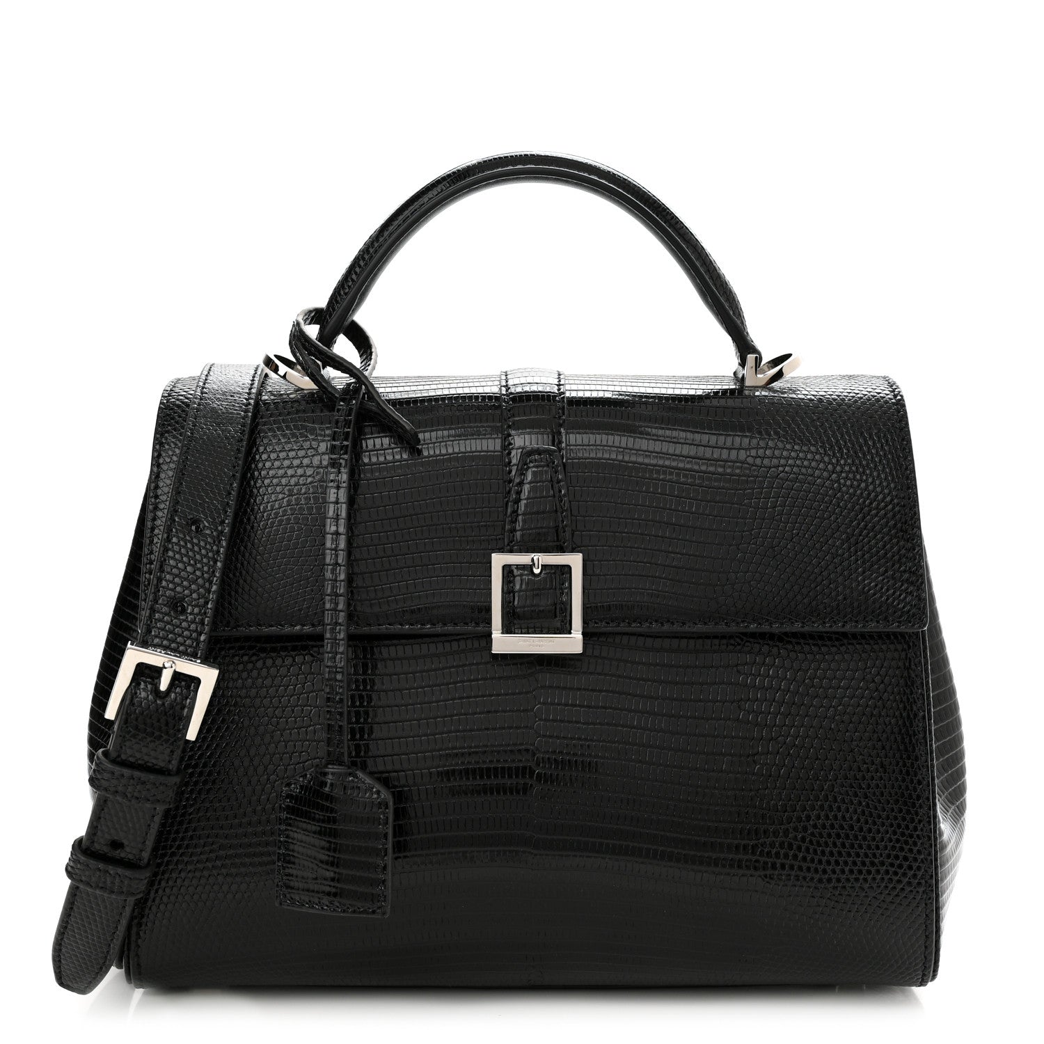 Saint Laurent Lizard Le Fermoir Top Handle Bag Small Black 1 of 10