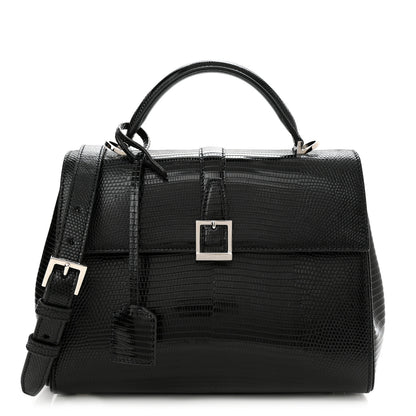 Saint Laurent Lizard Le Fermoir Top Handle Bag Small Black 1 of 10