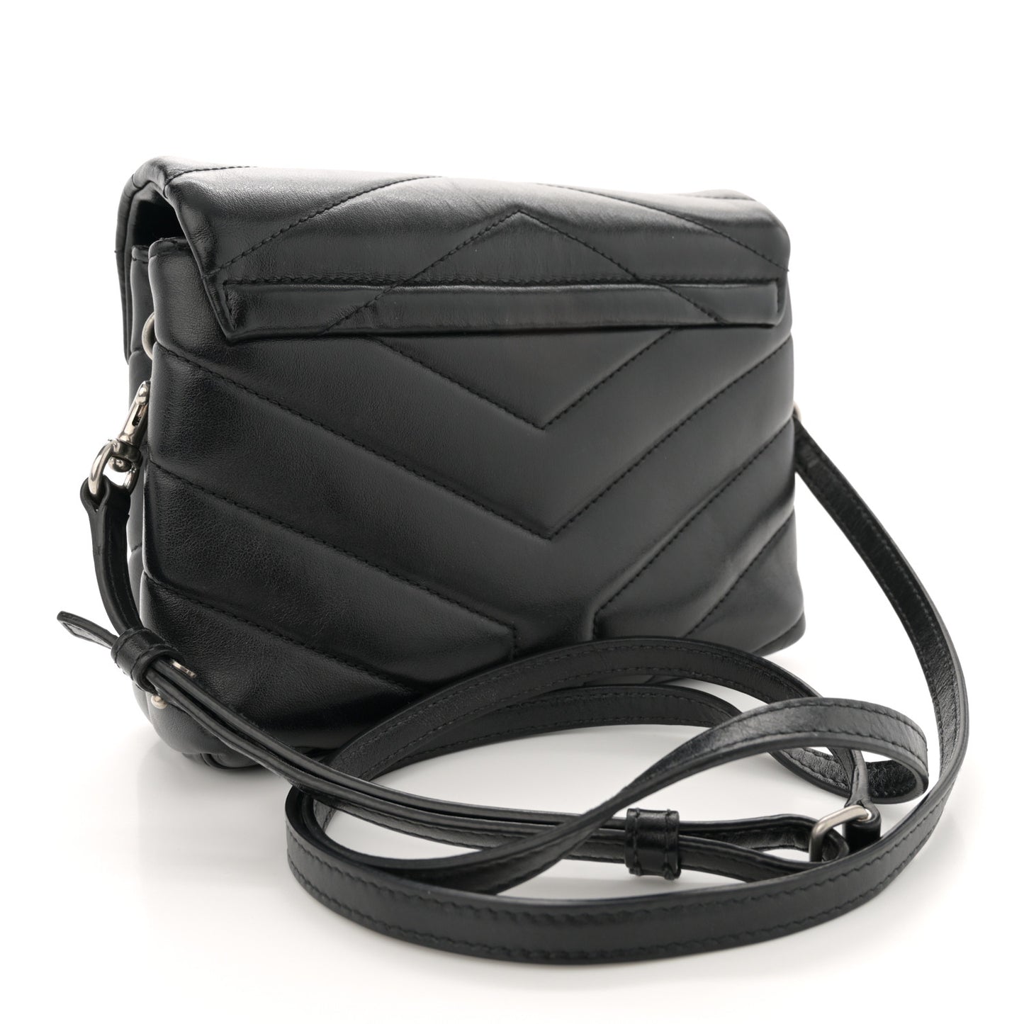 Calfskin Y Quilted Monogram Toy Loulou Crossbody Bag Black