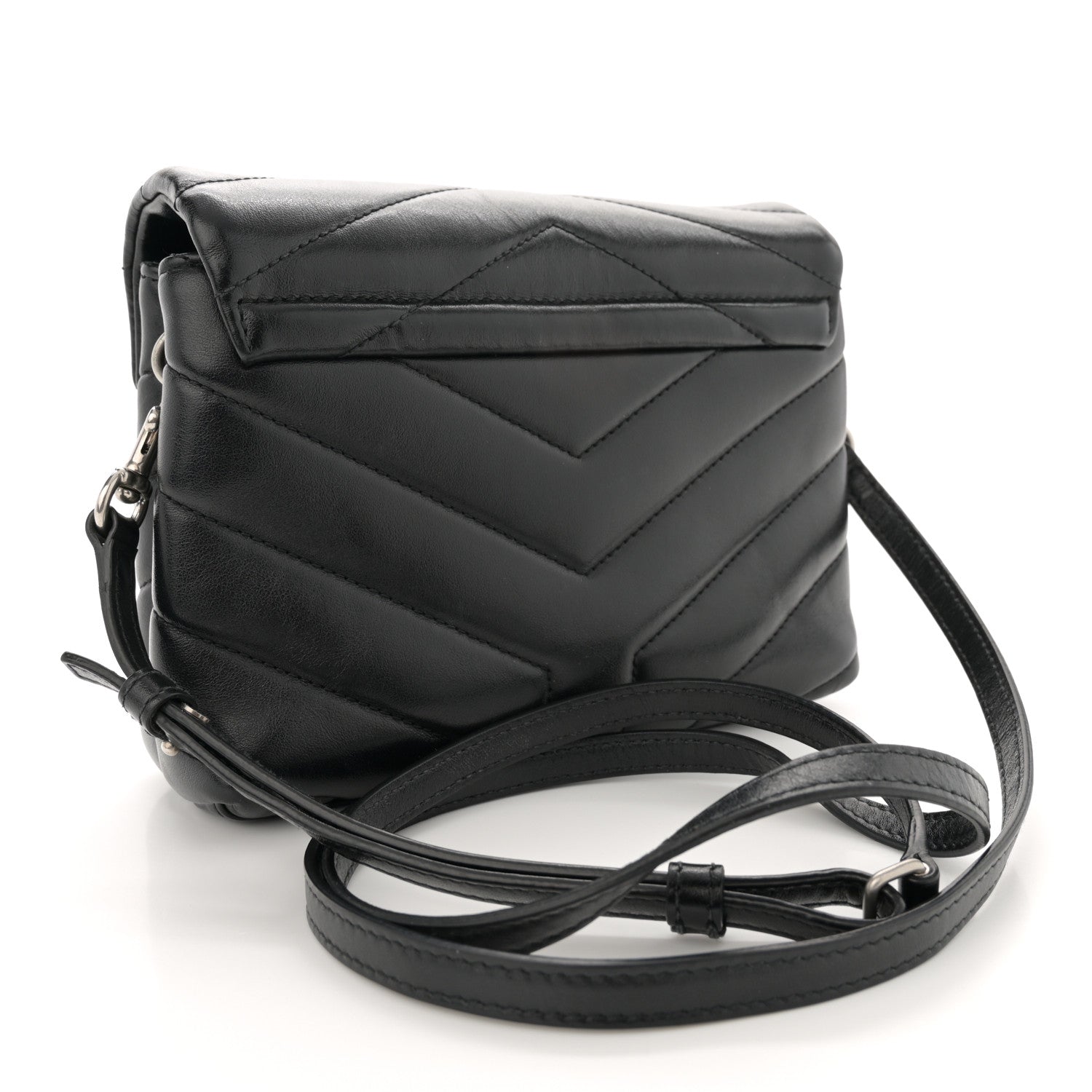 Saint Laurent Calfskin Y Quilted Monogram Toy Loulou Crossbody Bag Black 2 of 12