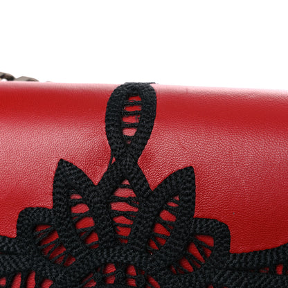 Alexander McQueen Calfskin Anglaise Embroidered Pin Bag Lust Red Black 14 of 15