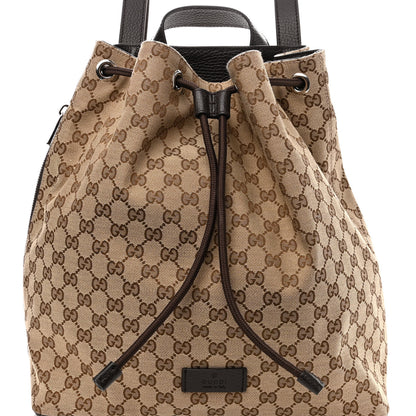 Gucci Monogram Dollar Calfskin O Drawstring Backpack Beige Ebony Testa di Moro Dark Chocolate 8 of 10