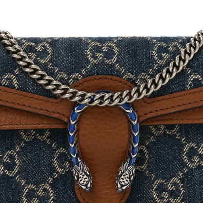 Gucci New Denim GG Monogram Dollar Calfskin Enamel Super Mini Dionysus Shoulder Bag Blue Tea Cuir Epilog Electric Blue 7 of 9