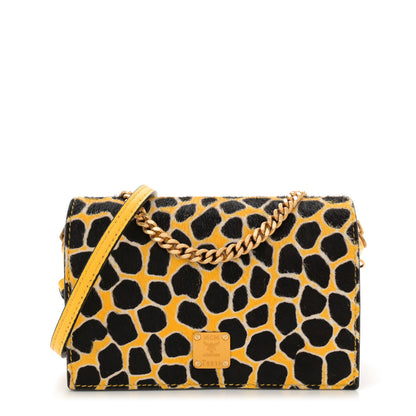 MCM Visetos Calf Hair Giraffe Print Cross Body Yellow 1 of 10