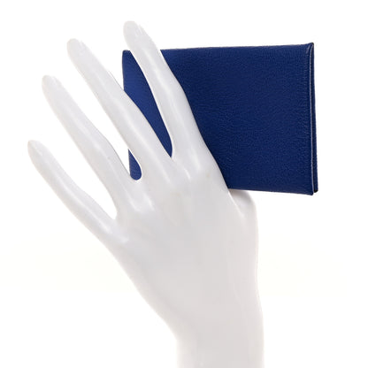 Hermes Chevre Mysore Calvi Card Case Bleu Electrique 2 of 9